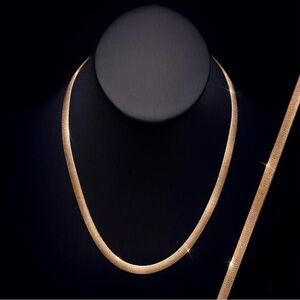 Stauer 925 Sterling Silver Herringbone Necklace 14k Gold Vermeil Finish Italy